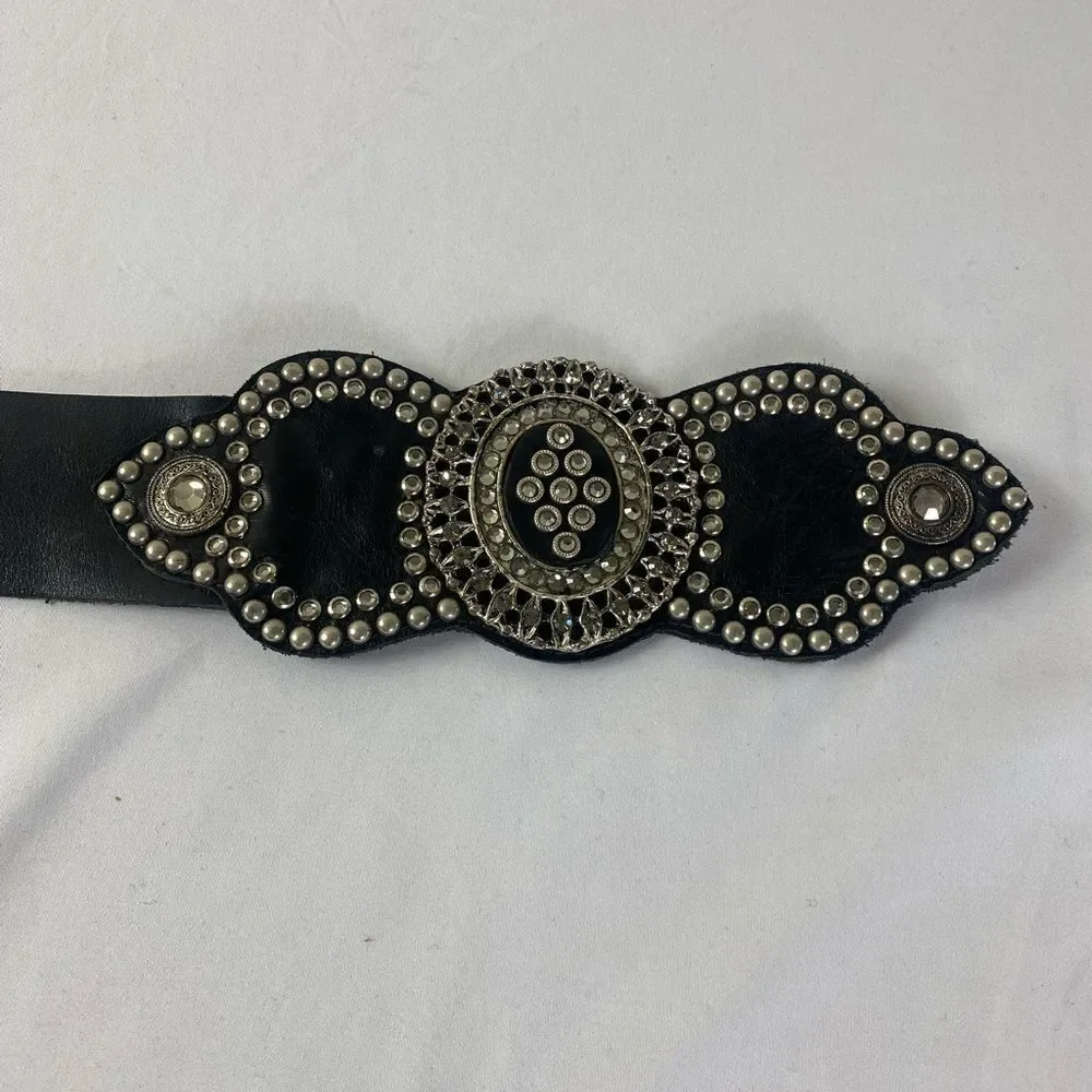 Leatherock Black Statement Belt with Intricate Design